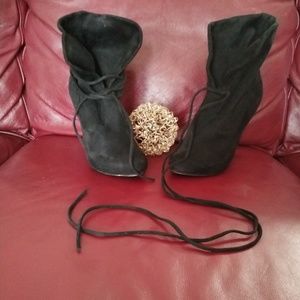 Liliana Black Faux Suede Ankle Boots
